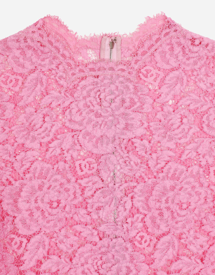 Dolce & Gabbana Branded floral cordonetto lace top Pink F73G9THLM7L