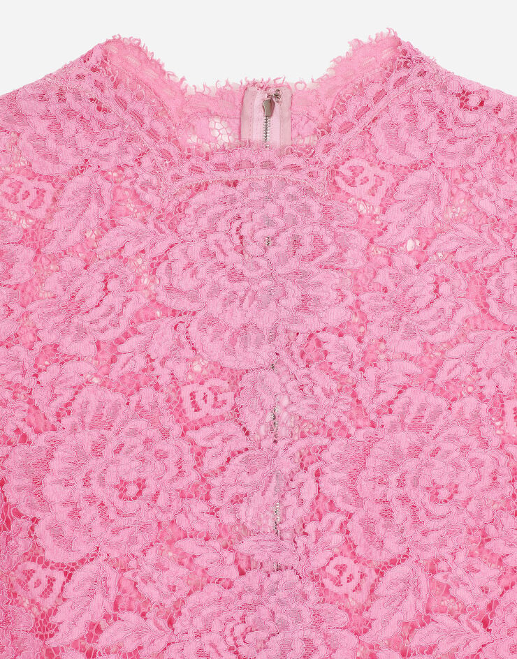 Dolce & Gabbana Топ из цветочного кордового кружева с логотипами розовый F73G9THLM7L