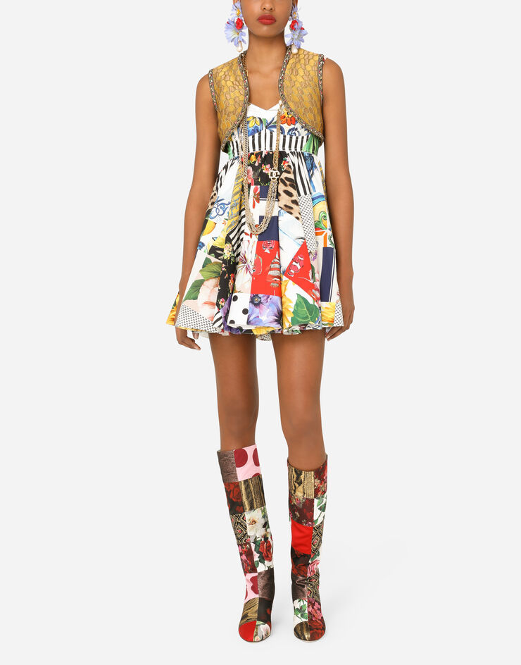 Dolce & Gabbana Short patchwork poplin dress 蓝 F6P0MTGDY45