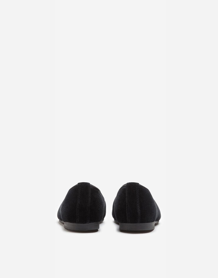 Dolce & Gabbana Velvet slippers with crown patch Black DL0059AE328