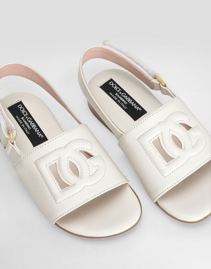 Dolce & Gabbana DG 挖剪徽标小牛皮凉鞋 白 D20100A1223
