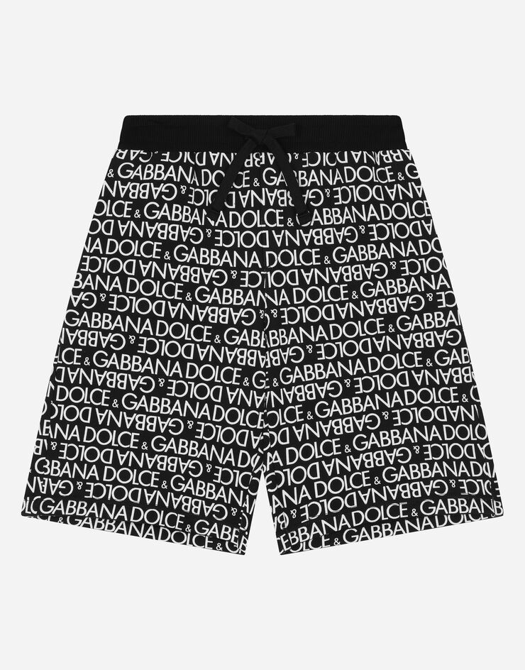DolceGabbanaSpa Cotton jogging shorts with the all-over logo print Multicolor L4JQR1HS7MN