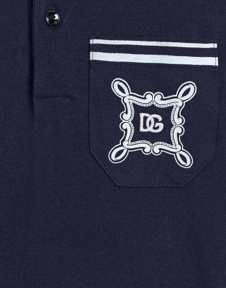 Dolce & Gabbana Polo in piquet con logo DG Blu L4JTIIG7O0B