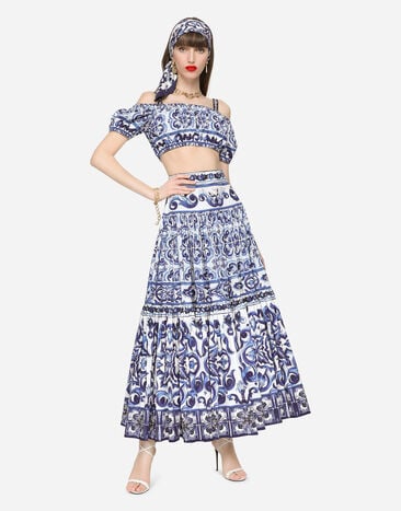 Dolce & Gabbana Majolica-print poplin crop top Multicolor F755RTHH5BA