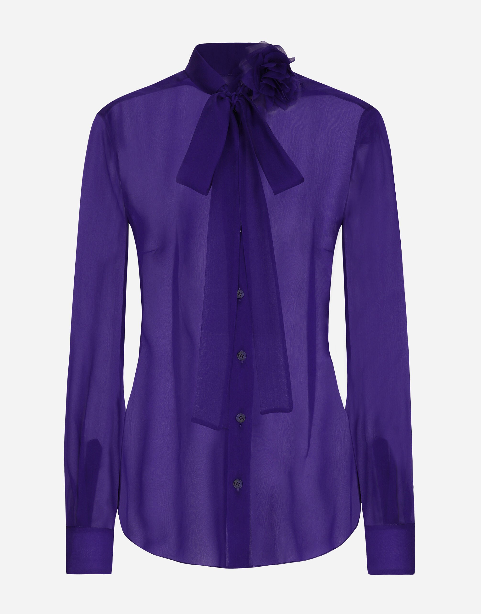 Dolce & Gabbana Chiffon shirt with flower detail Purple FXL40TJBSE9