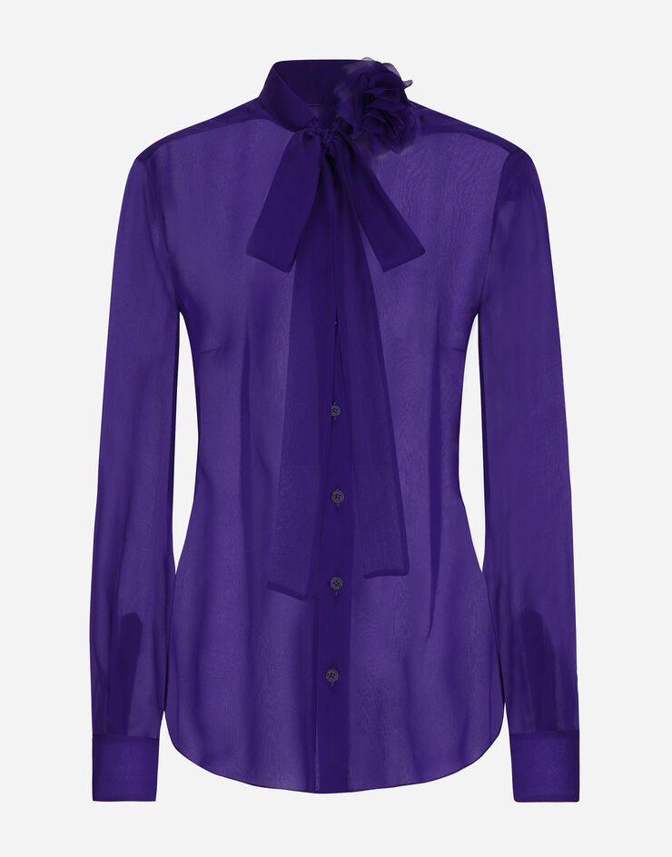 Dolce & Gabbana 플라워 디테일 시폰 셔츠 Purple F5R65TFU1HW