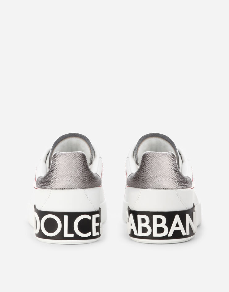 Dolce & Gabbana Sneakers Portofino en cuir de veau nappa Blanc/Argent CK1587AH527