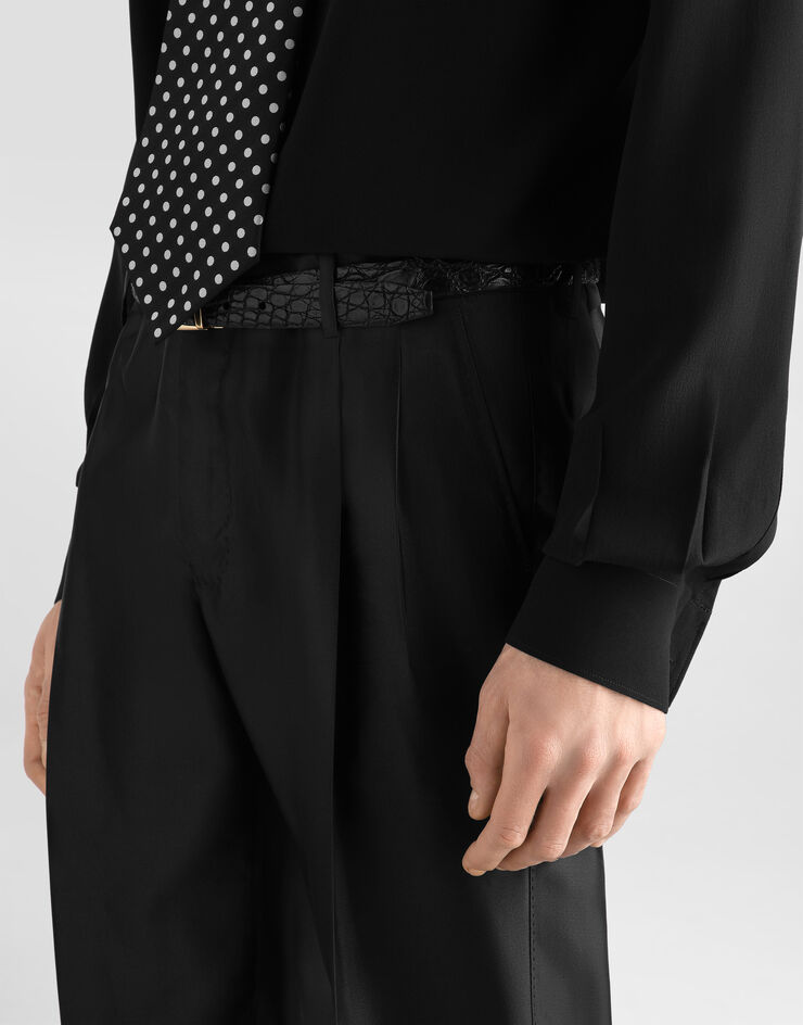 Dolce & Gabbana Mikado shantung silk trousers Black GW0NETFU1L6