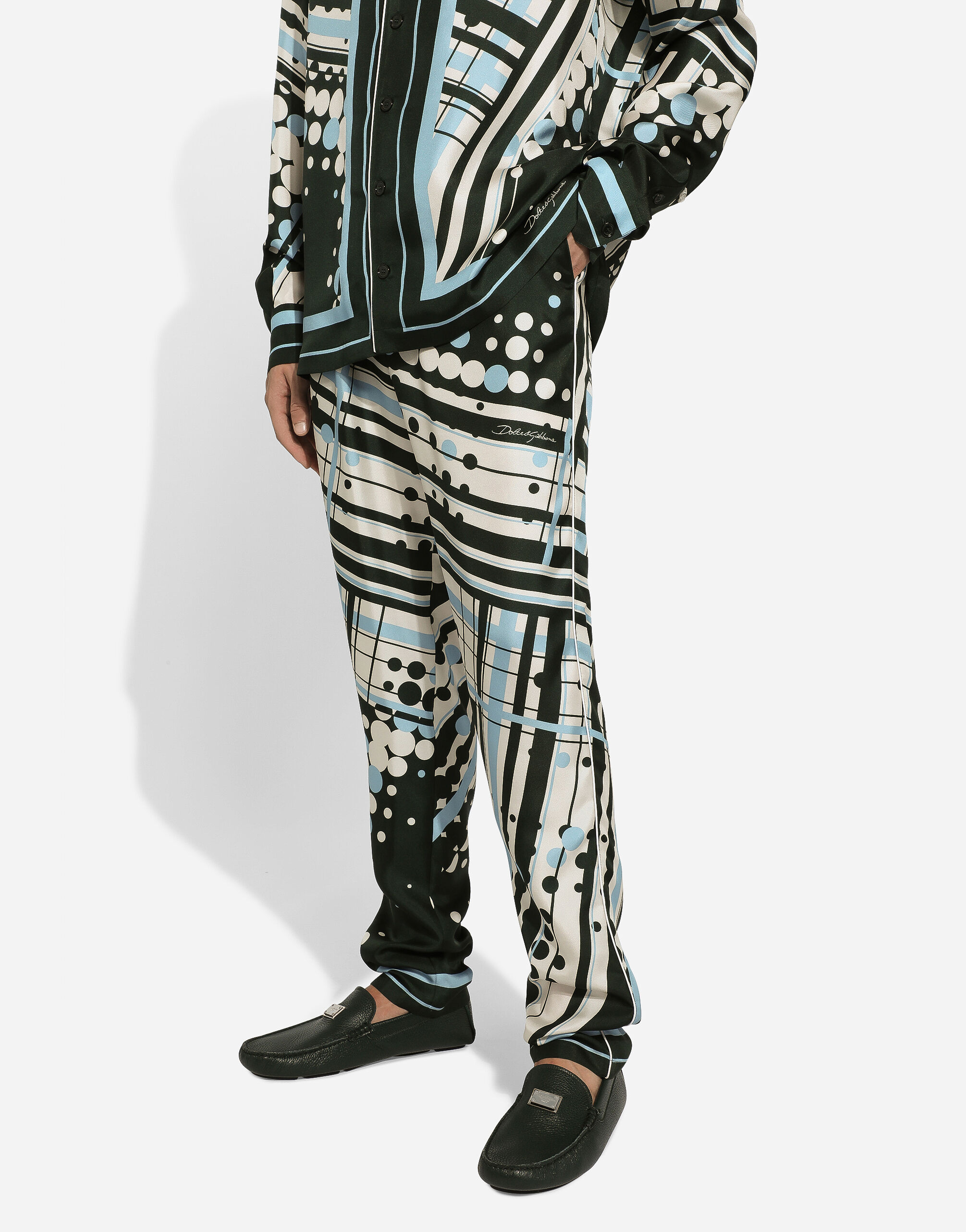 Printed silk pajama pants in Print for Men Dolce Gabbana