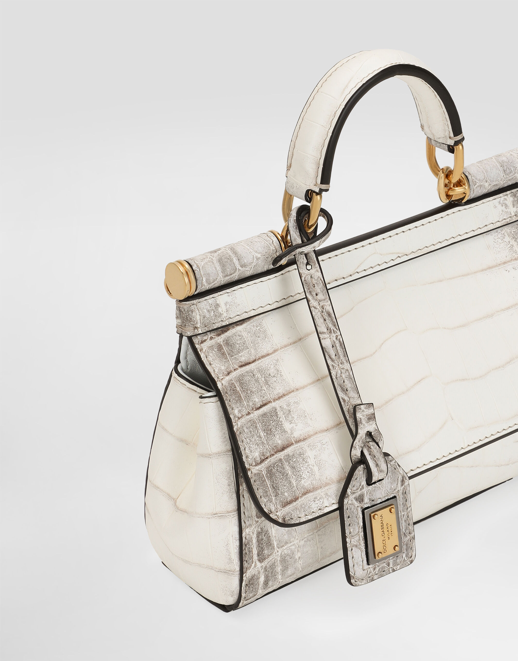 Elongated Sicily handbag in himalayan crocodile leather in Elongated Sicily handbag in himalayan crocodile leather in