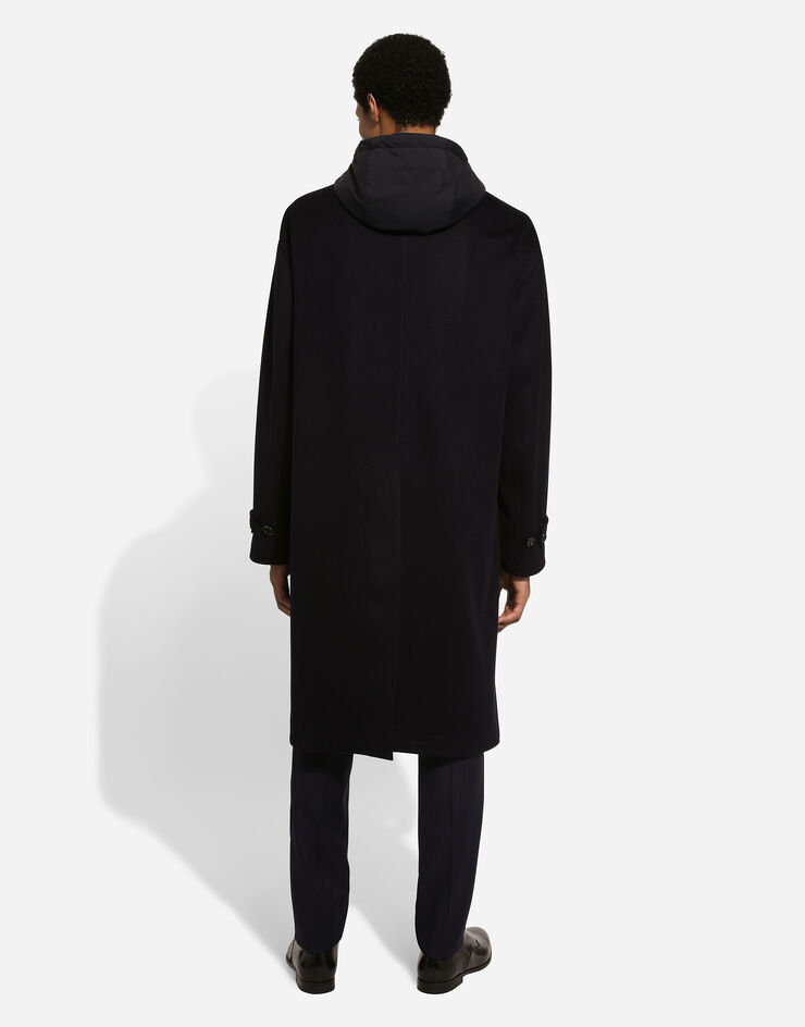 Dolce & Gabbana Cashmere single-breasted coat with hood Blue G042OTFU27C