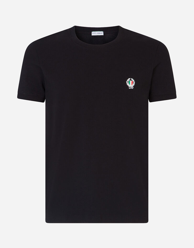 Dolce & Gabbana Bi-elastic t-shirt in cotton jersey Black M8C03JFUECG