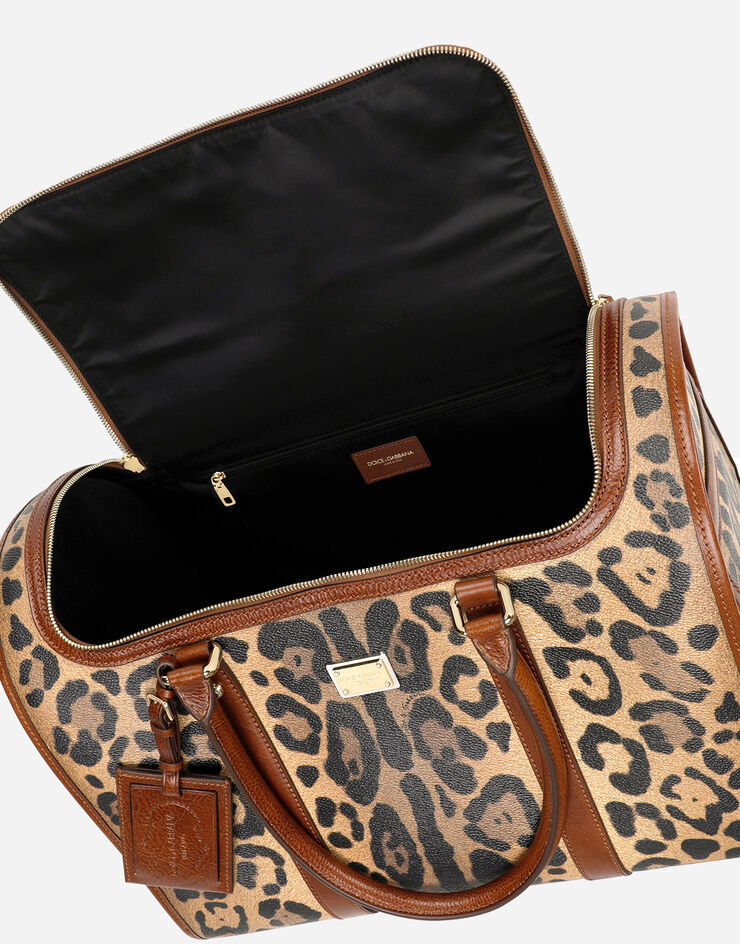 Dolce & Gabbana Transporttasche klein aus Crespo im Leoprint mit Logoplakette Mehrfarbig BB3014AW384