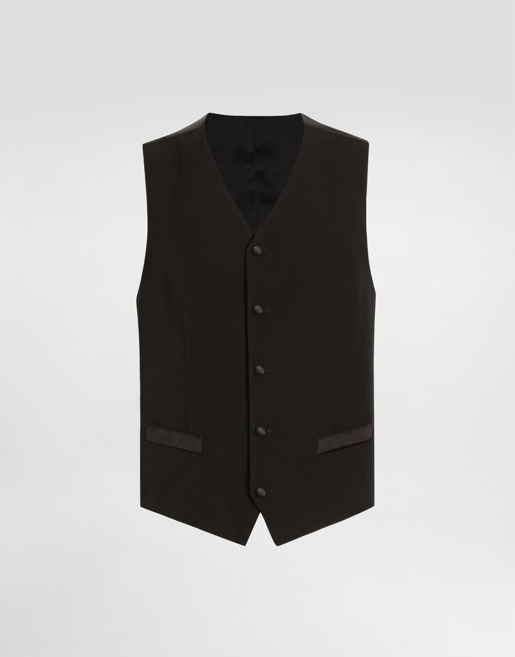Dolce & Gabbana Weste aus Wolle und Seide Black G713MTGJ865