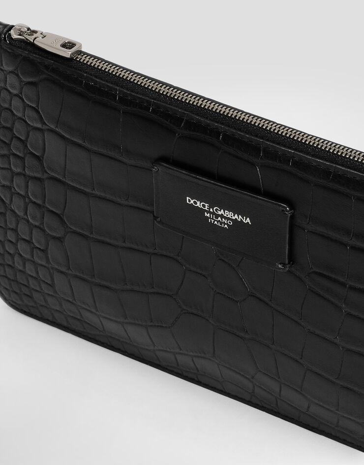 Dolce & Gabbana Crocodile-print calfskin toiletry bag Black BP3343AS422
