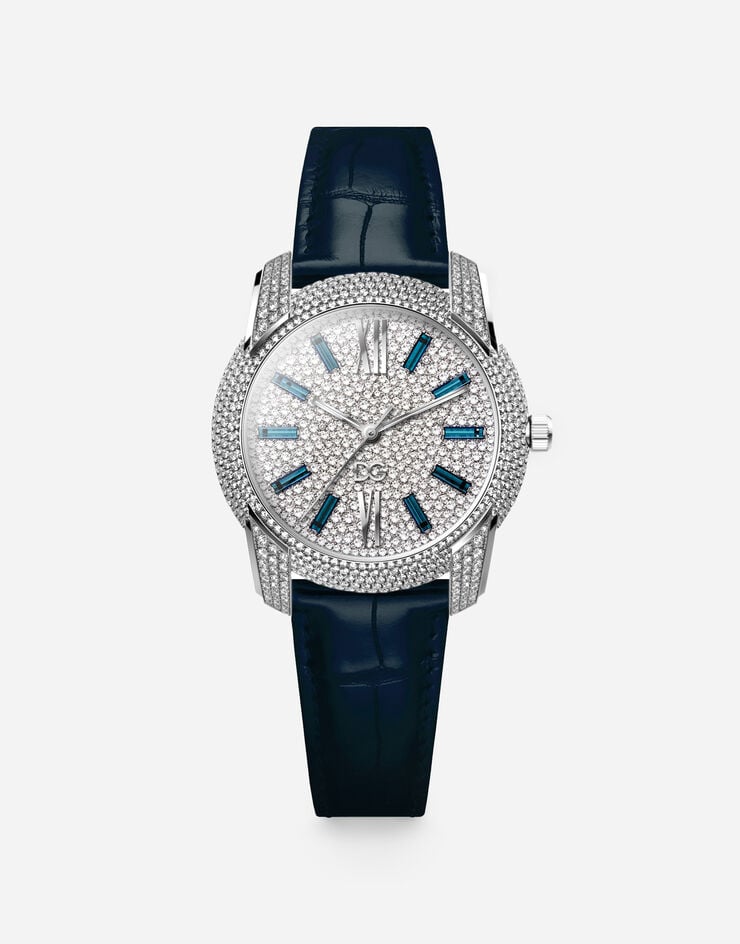 Dolce & Gabbana Weißgoldene Uhr mit Diamant-Pavé, Special Pieces Dolce & Gabbana Weißgoldene Uhr mit Diamant-Pavé, Special Pieces BLAU / WEISSGOLD WWJE1GXPI02