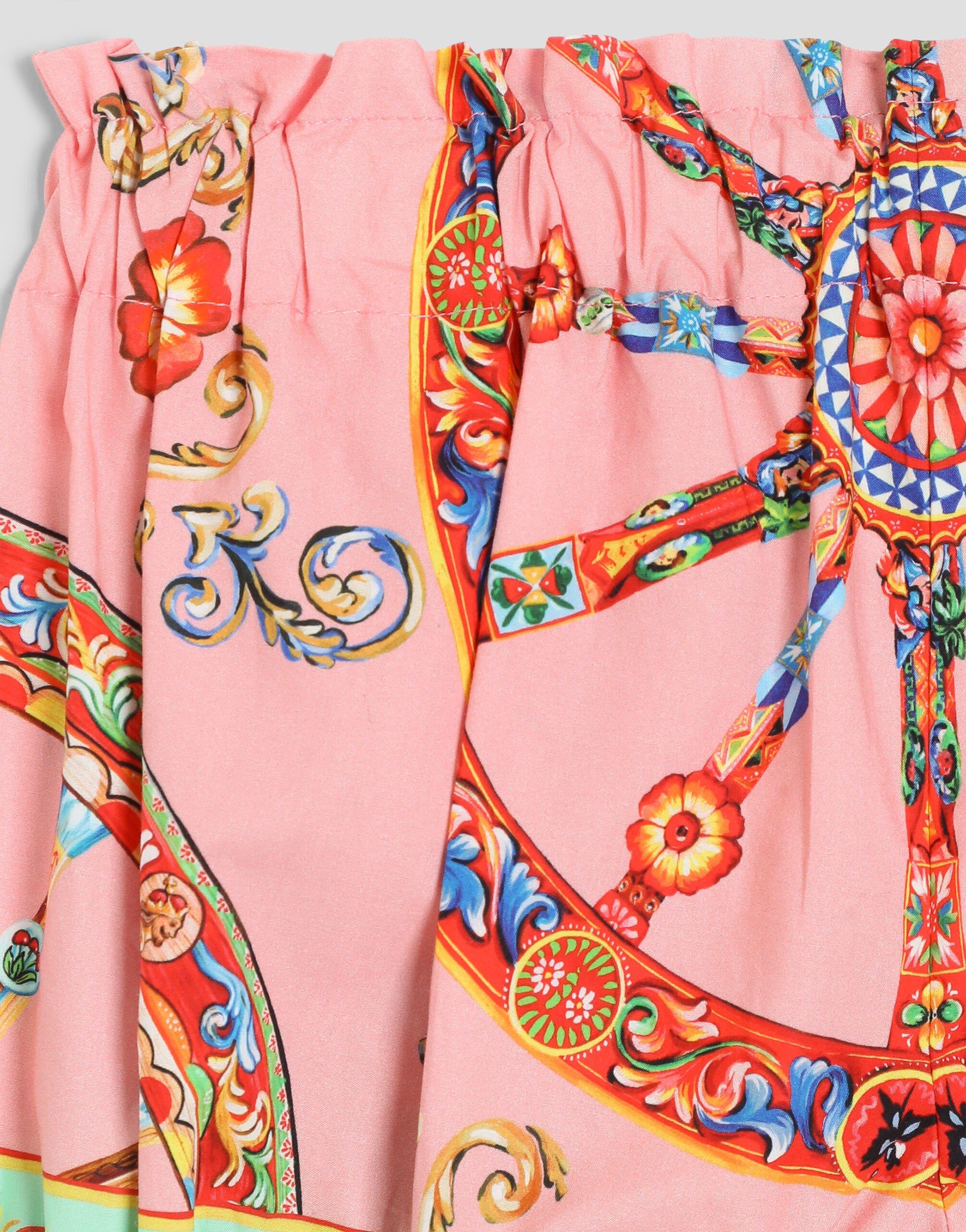 D&G DOLCE&GABBANA レース ミニスカート ハラコ ファー リボン Carretto-print poplin shorts in Multicolor for Girls