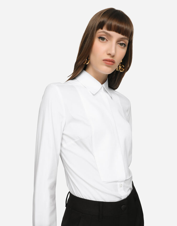 Dolce & Gabbana Stretch poplin tuxedo shirt White F5K50TFUEAJ