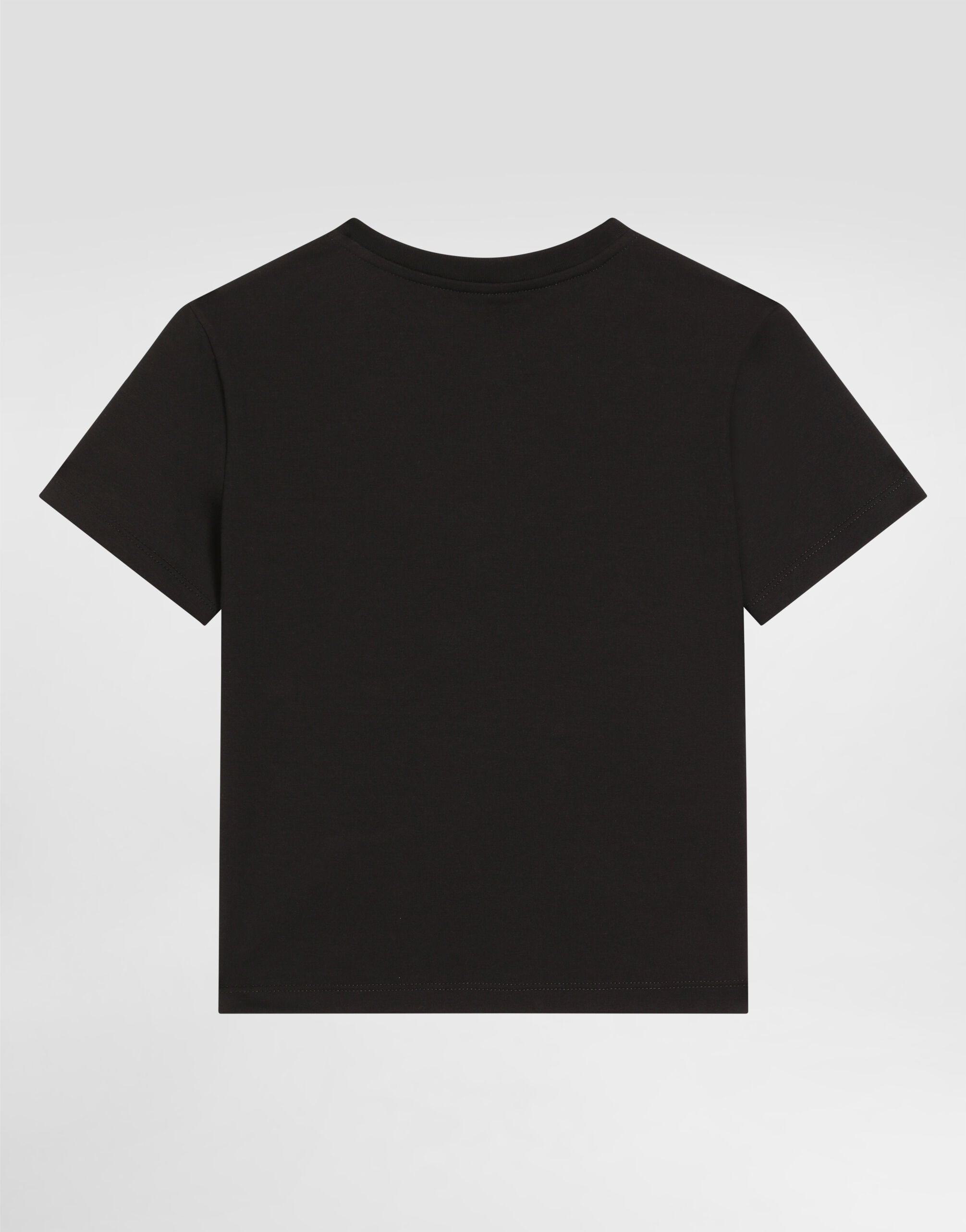 Blackのガールズ DGロゴ アンド ラインストーン ジャージー Tシャツ