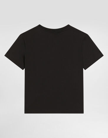 Dolce & Gabbana Jersey t-shirt with rhinestones and dg logo Black L5JTOXG7PMB