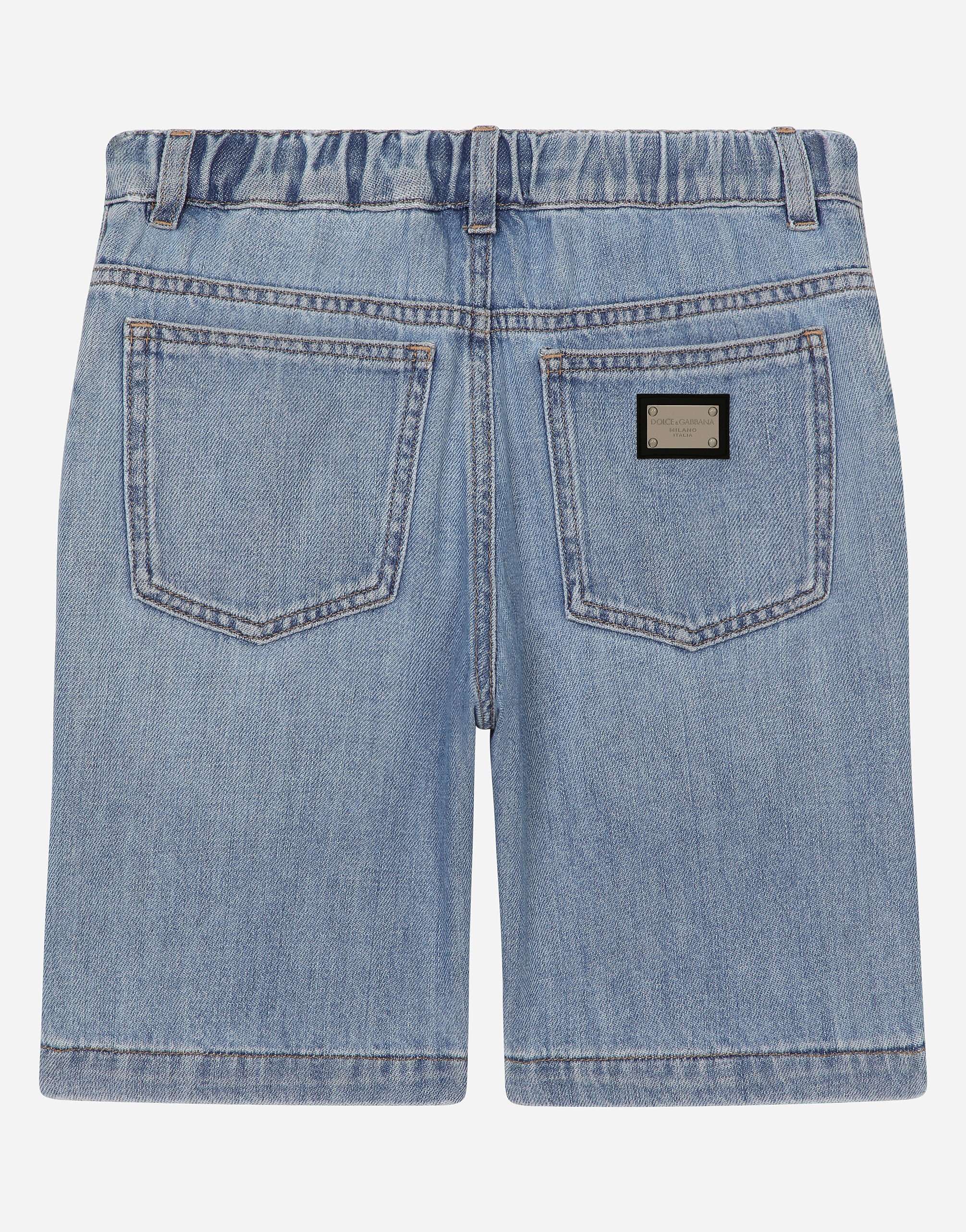 5 pocket denim shorts with branded tag in Multicolor for Boys Dolce Gabbana
