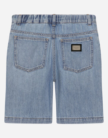Dolce & Gabbana 5-pocket denim shorts with branded tag Multicolor L43Q44LDC49