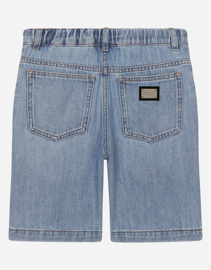 Dolce & Gabbana 5-pocket denim shorts with branded tag Multicolor L43Q44LDC49