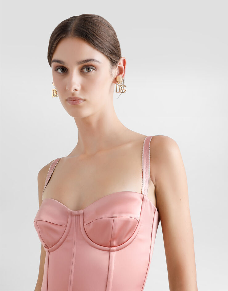 Dolce & Gabbana Kurzes Bustierkleid aus Satin Pink F6CLMTFURHM