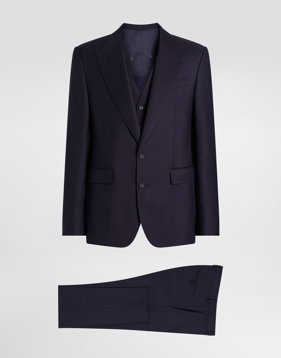 Single-breasted micro-patterned wool suit