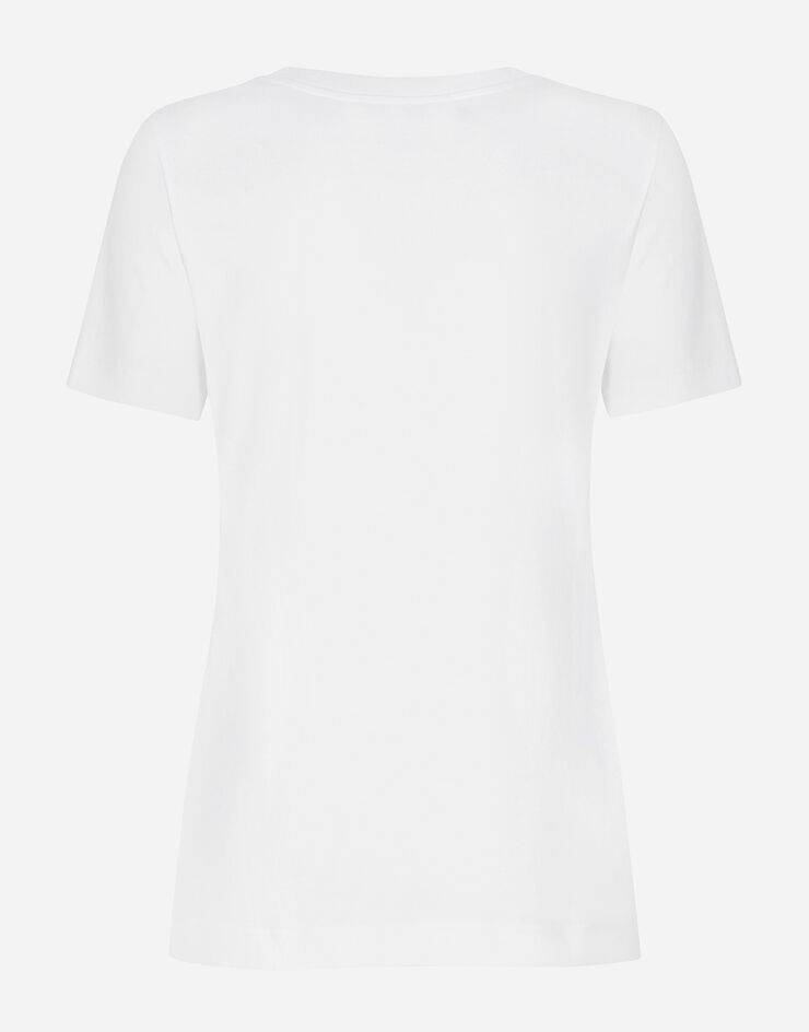 Dolce & Gabbana Camiseta de punto con parche del logotipo DG Blanco F8M68ZGDB9O