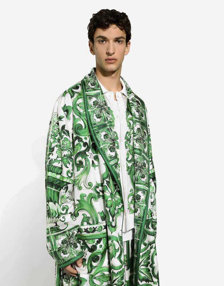 Dolce & Gabbana Silk twill robe with majolica print Print G031TTHI1SV