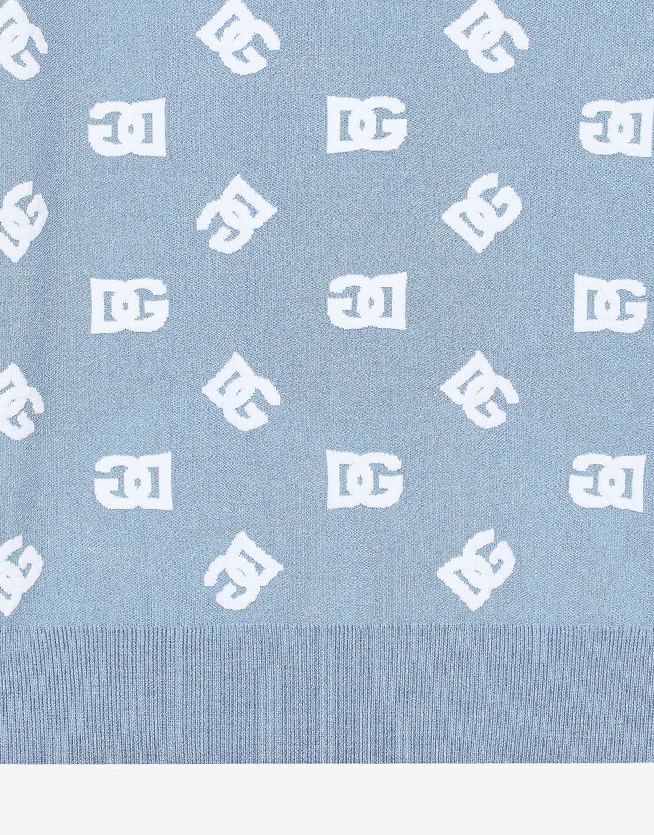 Dolce & Gabbana Viscose jacquard sweater with DG logo Azure FXX13TJFMGT