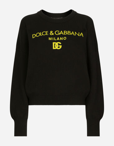 Dolce & Gabbana Pullover aus Kaschmir mit Dolce&Gabbana-Logo Rosa FXV07ZJBSHX