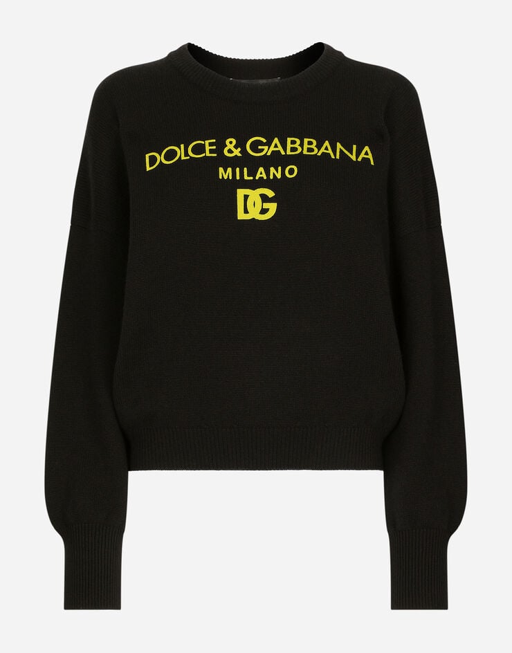Cashmere sweater with Dolce&Gabbana logo in Black for Women | Dolce ...