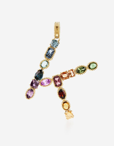 Dolce & Gabbana Подвеска в форме буквы K Rainbow alphabet из желтого золота 18 карат с разноцветными камнями ЗОЛОТОЙ WANR1GWMIXA