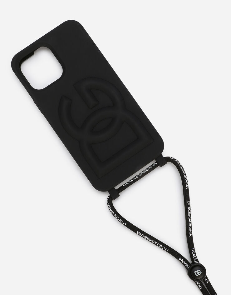 Dolce & Gabbana Cover iPhone 13 pro max in gomma con logo in rilievo Nero BP3232AG816