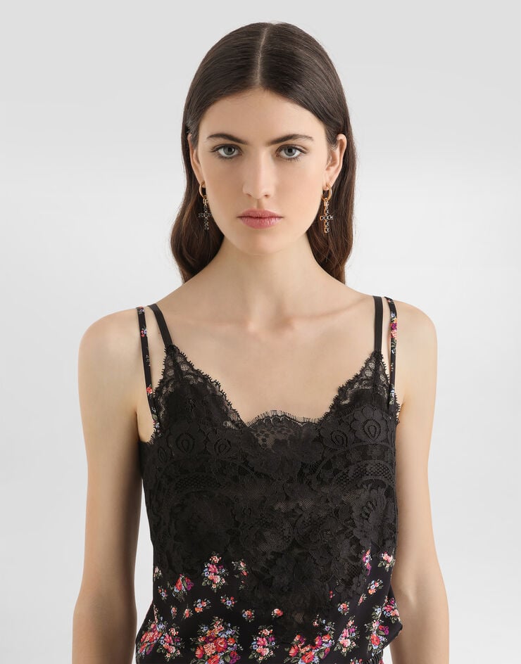 Dolce & Gabbana Small flower bouquets-print charmeuse top Multicolor F7BG9TFSA78