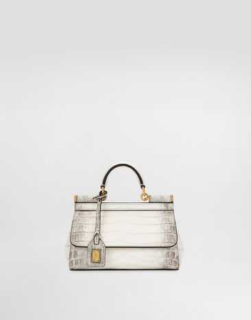 Dolce & Gabbana Elongated Sicily handbag in himalayan crocodile leather White BB6002B2EM1