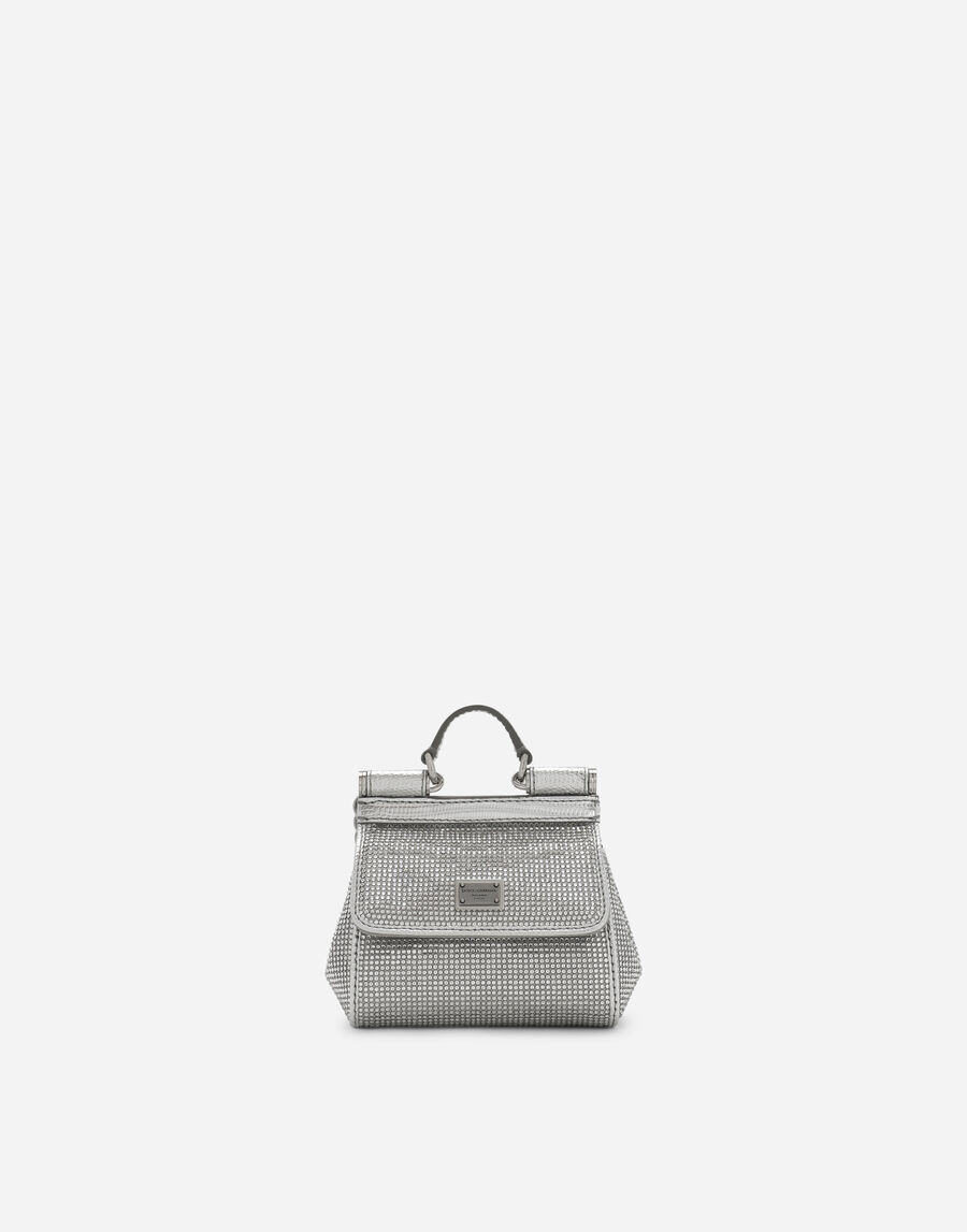 Mini satin Sicily bag with fusible rhinestones