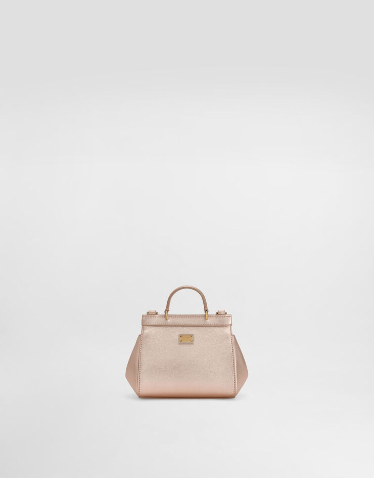 Dolce & Gabbana Laminated calfskin sicily handbag with brooches Pink Gold EB0003A3F58