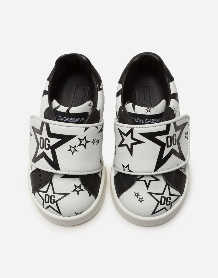 Dolce & Gabbana PORTOFINO LIGHT SNEAKERS IN CALFSKIN WITH MILLENNIALS STAR PRINT PANNA DN0135AJ630