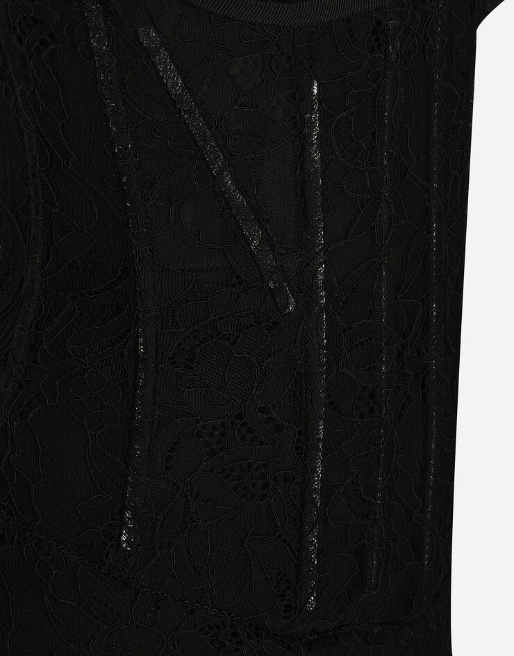 Dolce & Gabbana Robe combinette mi-longue en dentelle : Noir F6JFFTMLRAB
