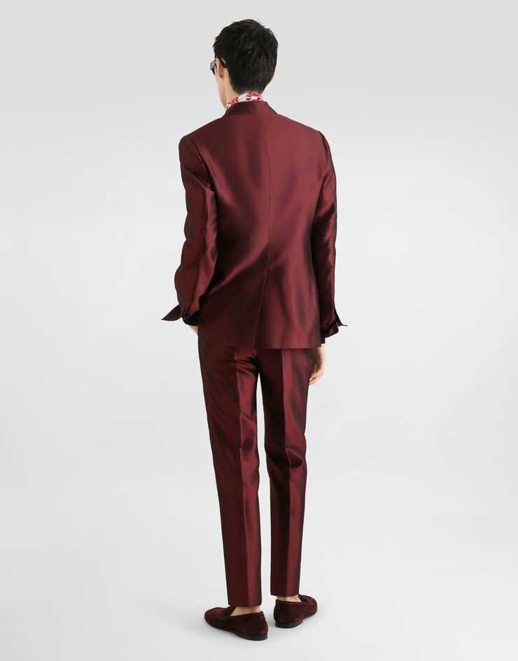 Dolce & Gabbana Sicilia light double-breasted jacket in shantung silk Bordeaux G2TV8TFU1L6