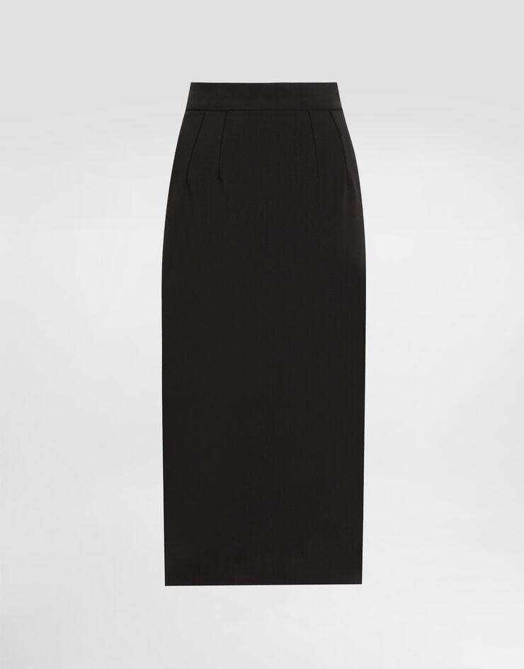 Dolce & Gabbana Longuetteschlauchrock aus technischem Cady Schwarz F4C5TTFUUC7
