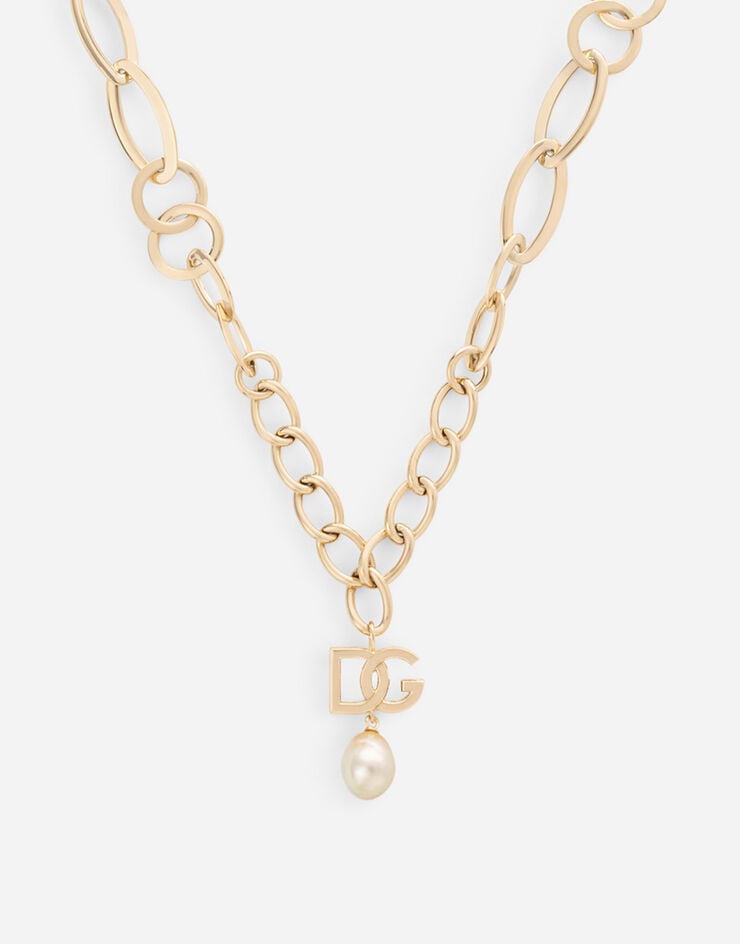 Dolce & Gabbana Logo necklace in yellow 18kt gold with pearl Yellow gold WNMY6GWYE01