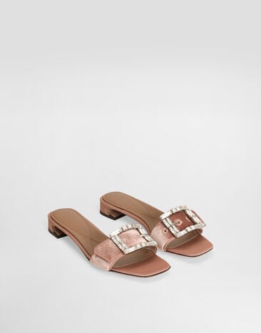 Dolce & Gabbana Mule de terciopelo con hebilla joya Rosa CR1783A9S20