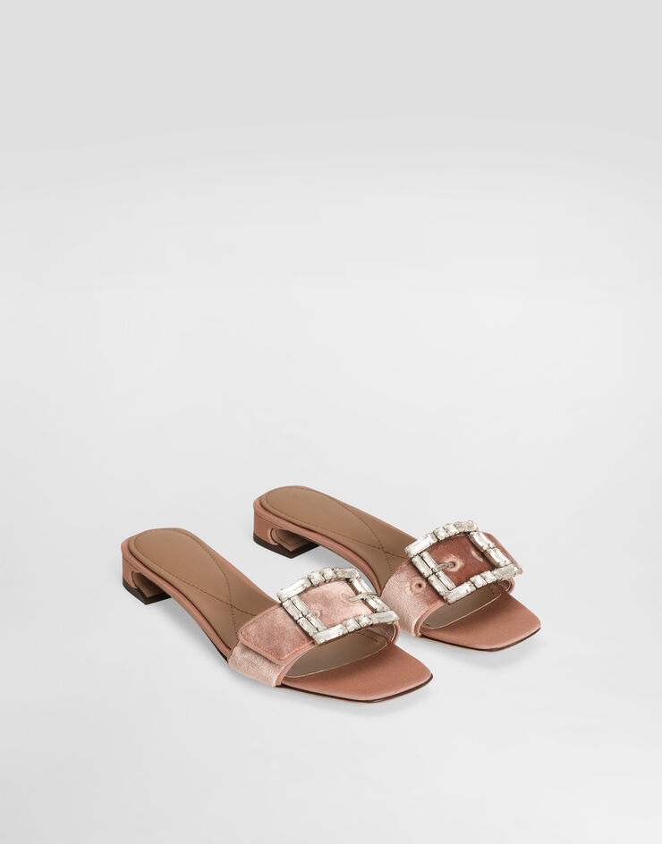 Dolce & Gabbana Mule de terciopelo con hebilla joya Rosa CR1783A9S20