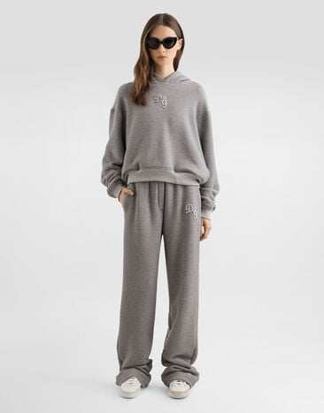 Dolce & Gabbana Fleece trousers with patch embroidery Grey FTC91ZGDDME