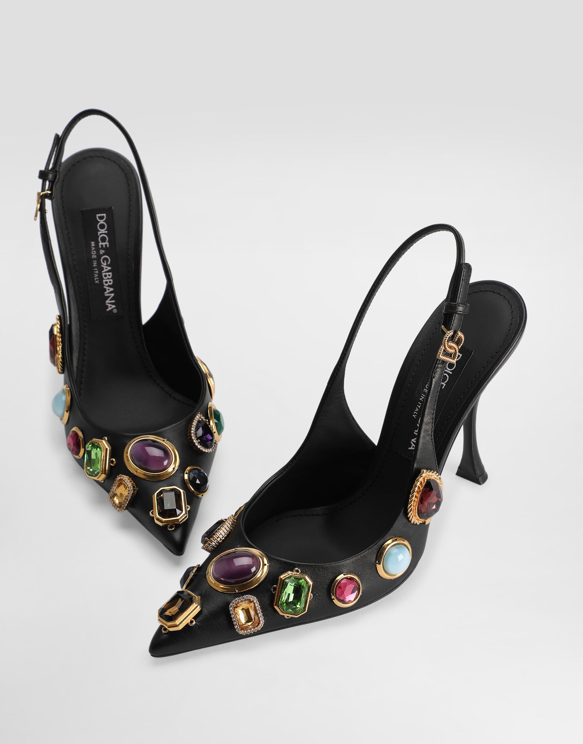 Dolce & Gabbana 刺繍 パンプス ブラック 36 Slingback with stone embroidery in Multicolor for Women