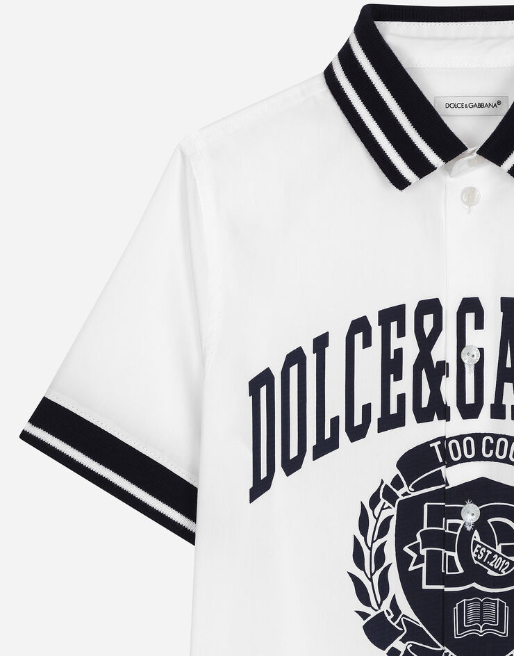 Dolce & Gabbana Polo camicia in popeline con logo Dolce&Gabbana Bianco L43S57G7NML